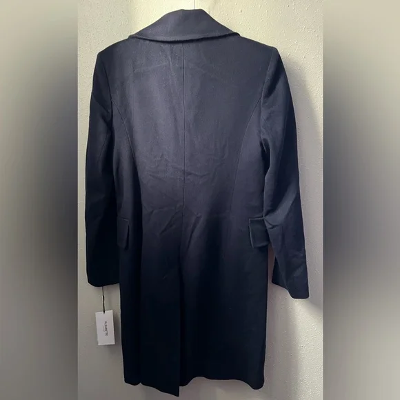 New Fleurette One-Button Double Breasted Wool Coat in Midnight Navy Blue Size 6